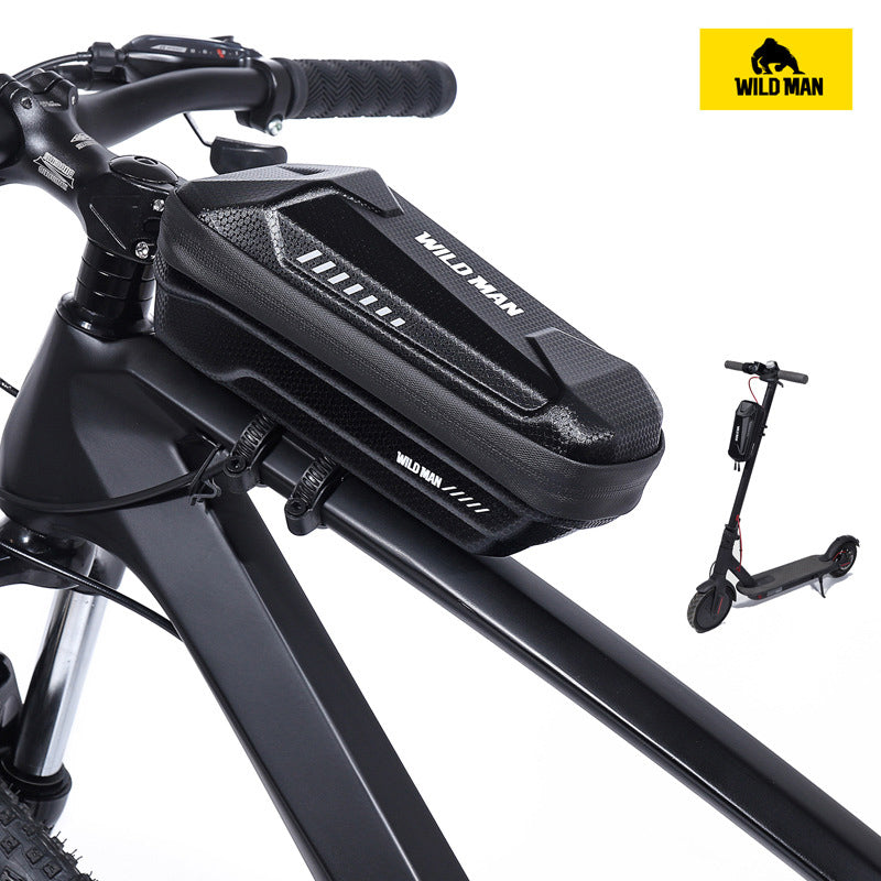 WILD MAN Bicycle EVA Hard Shell Front Beam Bag, Mountain Bike Upper Pipe Bag, Electric Scooter Bag