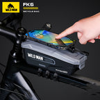 WILD MAN Bicycle Phone Bag, Road Bike Quick Detachable Front Beam Bag, MTB Upper Tube Plastic Bike Bag
