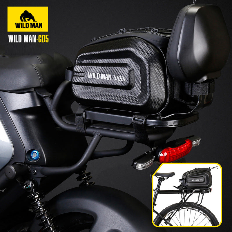 WILD MAN Rear Rack Bike Bag, Waterproof EVA Hard Shell Trunk Bag, Bicycle & E-Bike Tail Bag, Cycling Gear Storage Pack