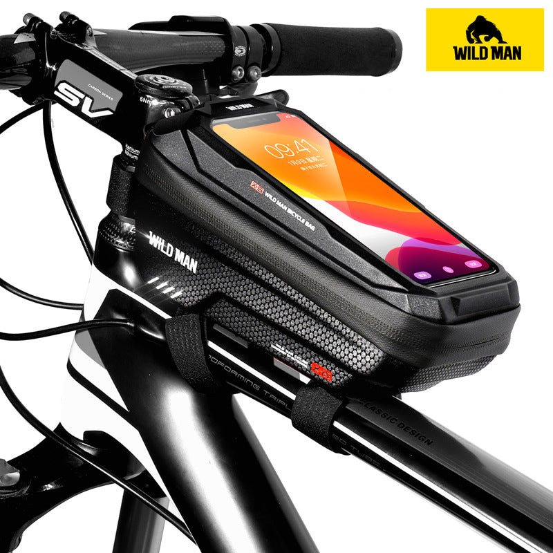 WILD MAN hard shell EVA Bicycle Bag, Mountain Bike Front Beam Bag With Tube Bag, Cycling Phone Bag Equipment