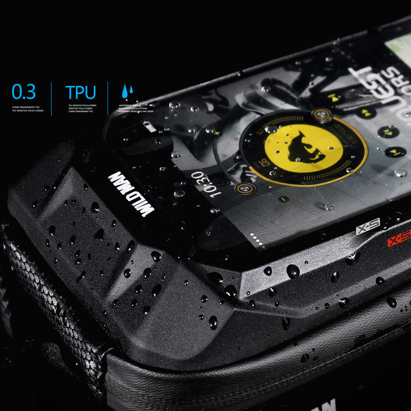 WILD MAN Bicycle Phone Bag, EVA Hard Shell Cross Border Mountain Front Beam Bag, Riding Rain proof Touchscreen Upper Bag
