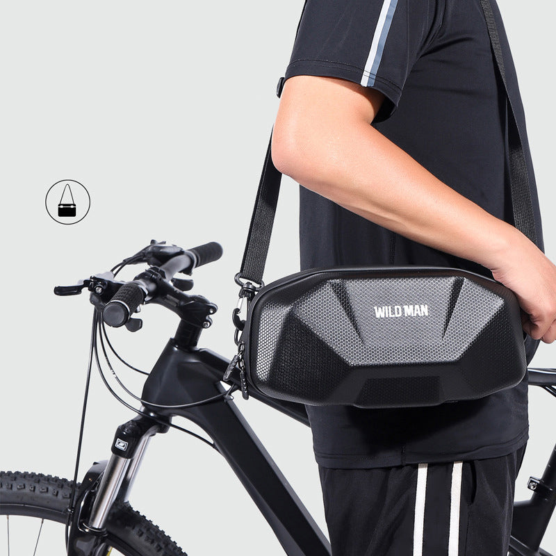 WILD MAN 3.5L Bicycle Handlebar Bag, EVA Hard Shell Electric Scooter Bag