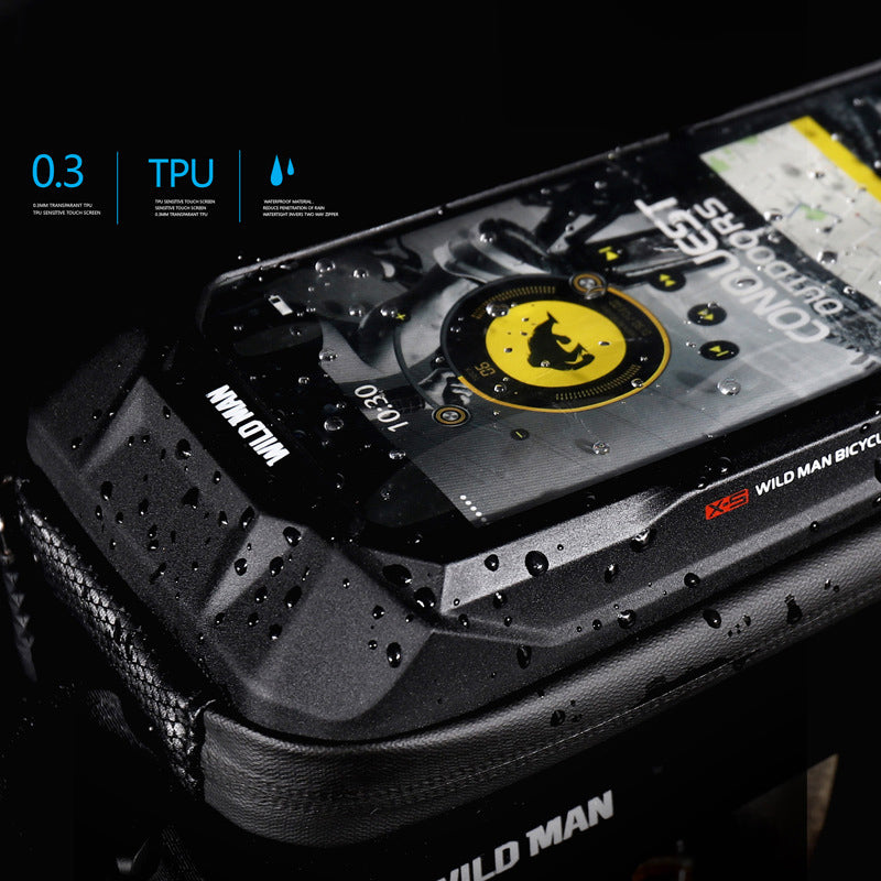 WILD MAN hard shell EVA Bicycle Bag, Mountain Bike Front Beam Bag With Tube Bag, Cycling Phone Bag Equipment