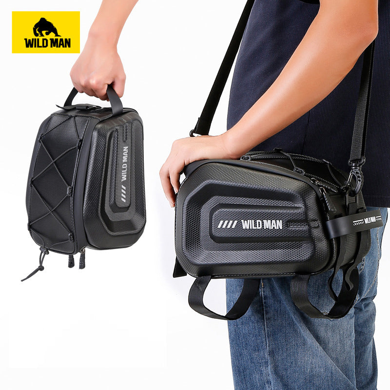 WILD MAN Rear Rack Bike Bag, Waterproof EVA Hard Shell Trunk Bag, Bicycle & E-Bike Tail Bag, Cycling Gear Storage Pack