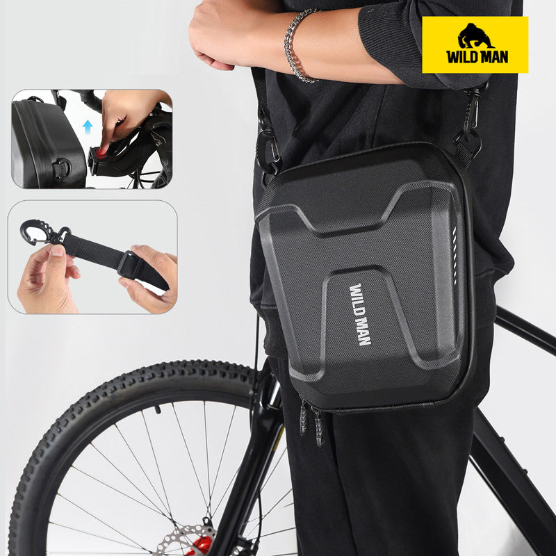 WILD MAN Bicycle EVA Hard Shell Handlebar Bag, Electric Scooters Bag Road Bike First Bag
