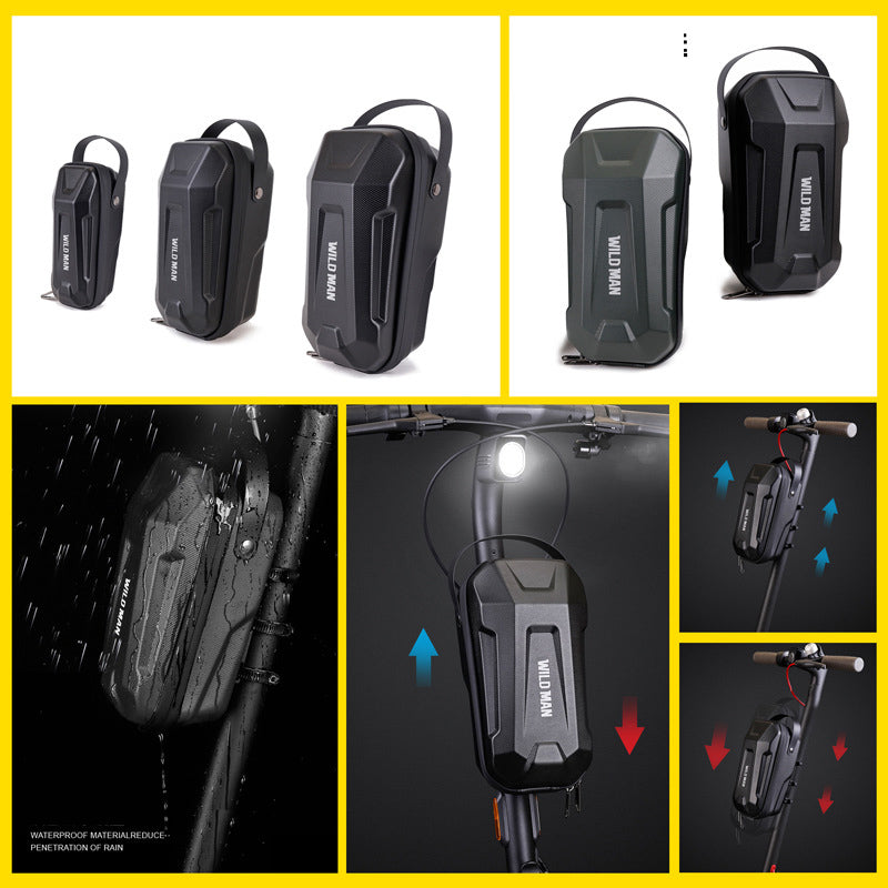 WILD MAN Electric Scooter Front Bag EVA Hard Shell Quick-Release Handlebar Bag for Foldable E-Bikes