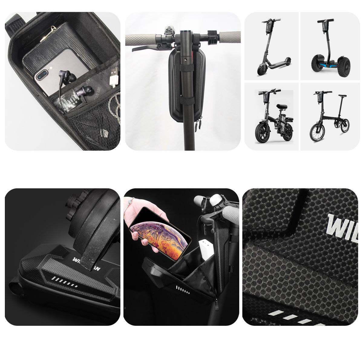 WILD MAN EVA Hard Shell Handlebar Bag – Waterproof Front Bag for Electric Scooters & Bikes