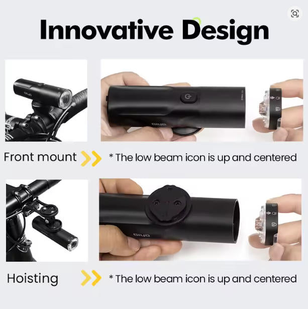 GIYO  Bicycle Front Lighting 400LM -1500LM Rotatable Lens USB Charge IP66 Waterproof Anti-Glare