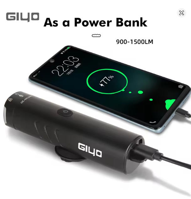 GIYO  Bicycle Front Lighting 400LM -1500LM Rotatable Lens USB Charge IP66 Waterproof Anti-Glare