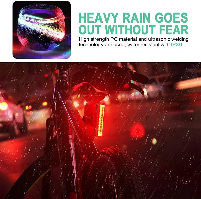 Bicycle Tail Light 600/750 mah Memory Mode Rainbow Warning  Helmet Scooter Taillight