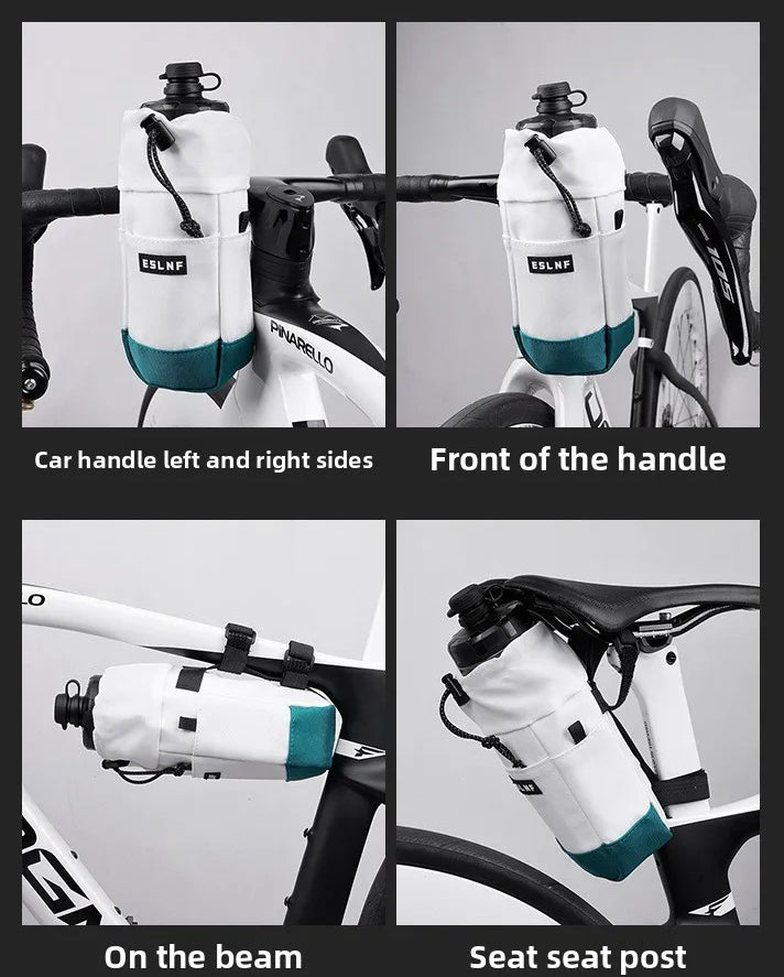 Bicycle Bag Bike Bottle Holder Handlebar Stem Thermal Bag with Mesh Pocket Coffee Cup Holders