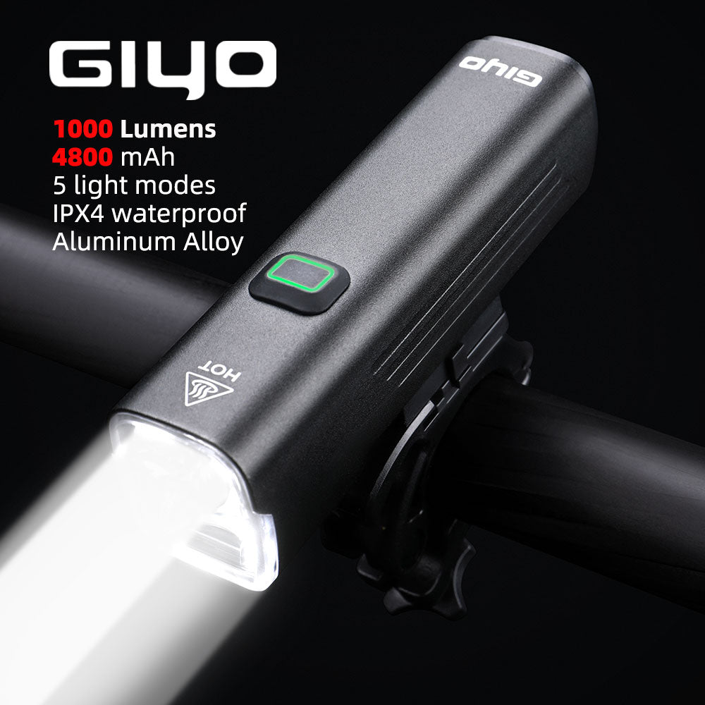 GIYO Bicycle Light 1000 Lumens , 4800mAh Cycling Headlight Waterproof Flashlight MTB Road Bike Accessories
