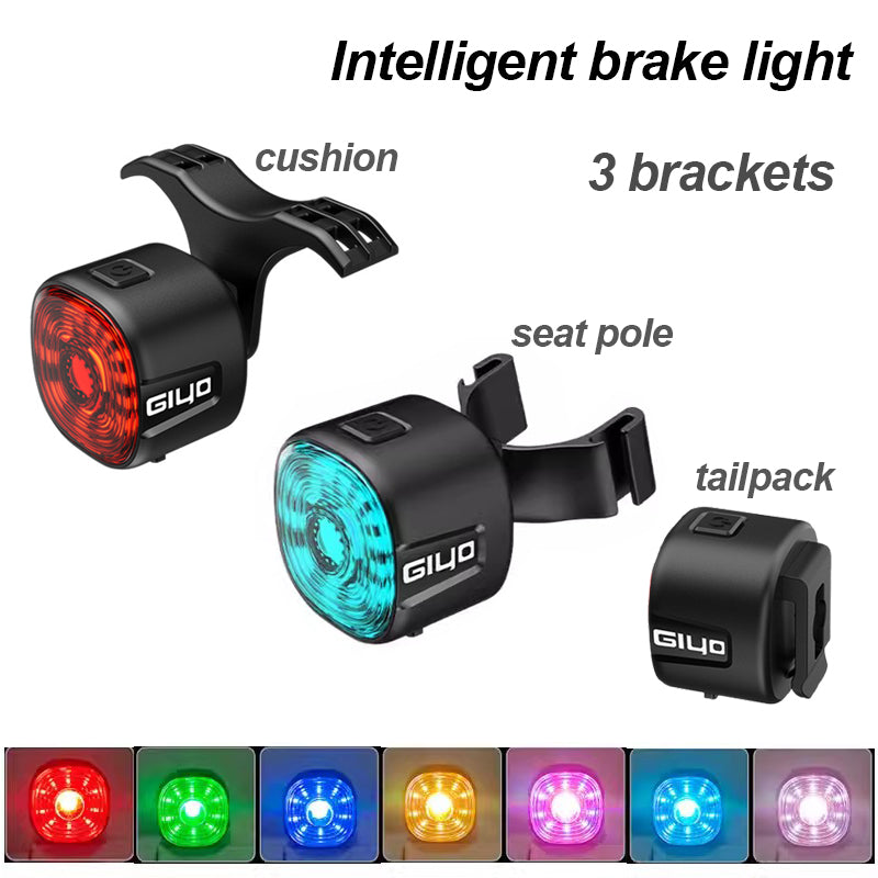 GIYO Bicycle Intelligent Induction Brake Tail Light, Bike Waterproof Warning Safety Light