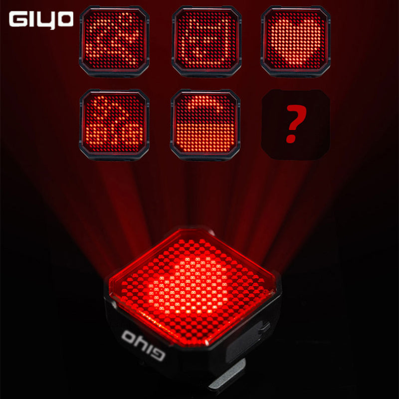 GIYO Bicycle Brake Sennsing Expression Rear Light，  Intelligent Taillight Use APP To Built Pattern