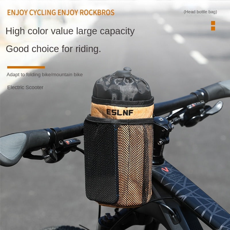 ESLNF Bicycle Bag Bottle Holder Handlebar Stem Thermal Bag with Mesh Pocket Coffee Cup Holders Cycling Water Bottle Carrier Bag