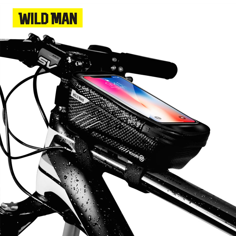 WILD MAN Bicycle Bag Rainproof MTB Road Bike 6.2inch Mobile Phone Case Touch Screen Bag