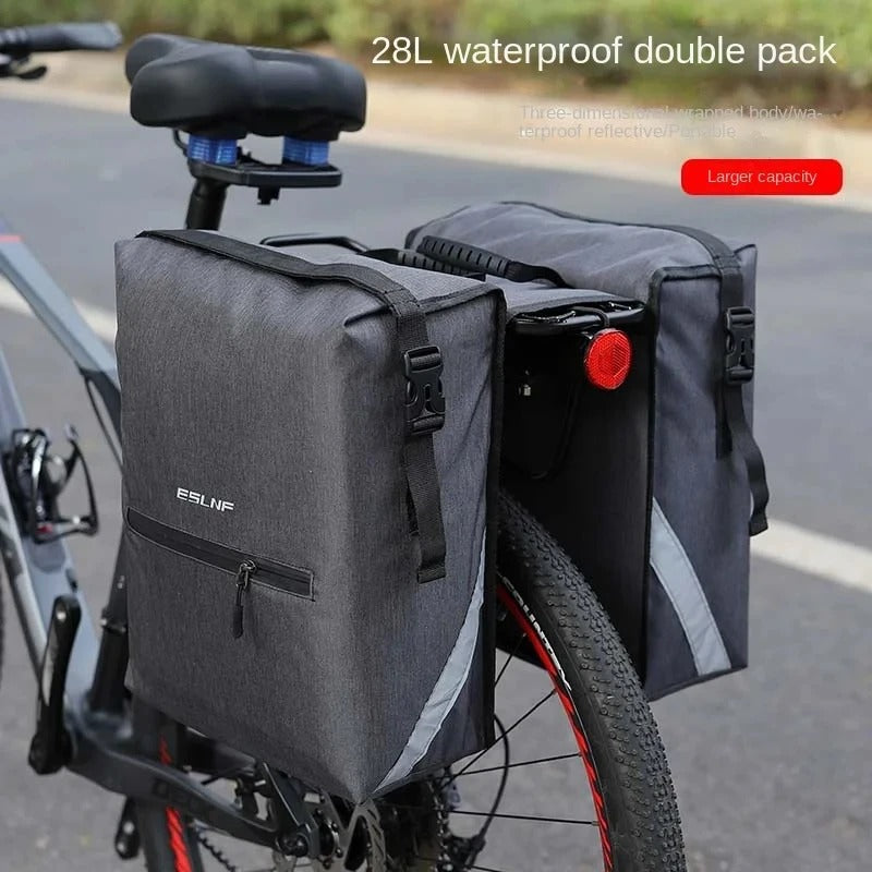 ESLNF Bicycle Rear Seat Bag 25L Large Capacity waterproof Outdoor Luggage Bags Bike Trunk Double Pannier Bag