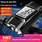 GPS Bike Computer Headlight Speedometer Horn Lamp,3 in 1 Multifunctional Bicycle Front Lamp Cycling Computer