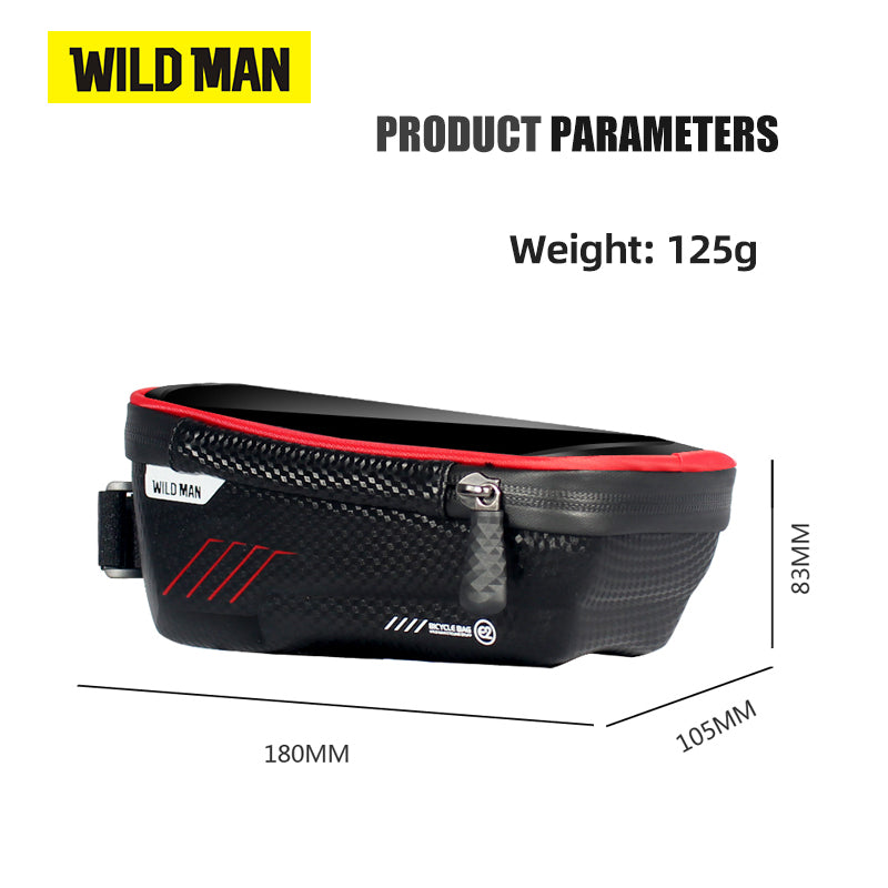 WILD MAN Bicycle Bag Rainproof MTB Road Bike 6.2inch Mobile Phone Case Touch Screen Bag