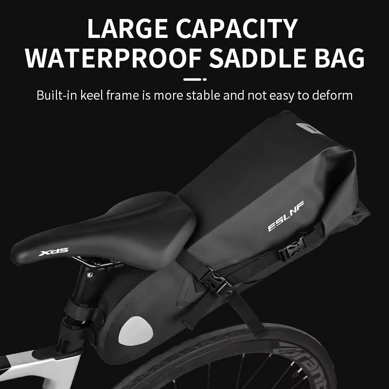 ESLNF Bike Bag Waterproof 10L Large Capacity Bicycle Saddle Bag Cycling Foldable Tail Rear Bag MTB Road Trunk Bikepacking