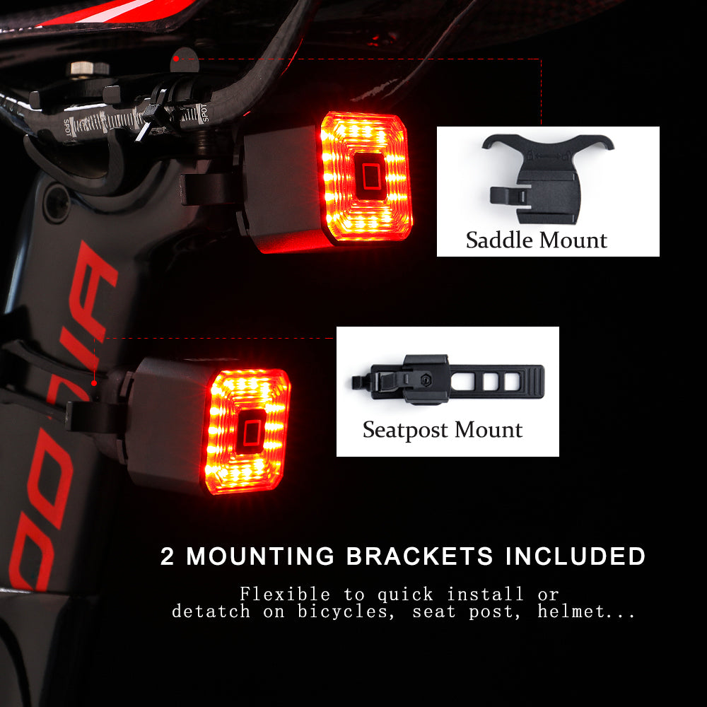 GIYO Smart Bicycle Light Rear Taillight Safety Lantern Auto On/Off Stop Signal Brake Cycling Lamp