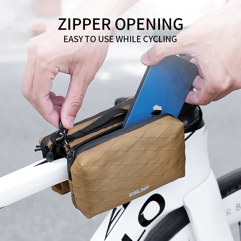 ESLNF Waterproof Bike Top Tube & Front Frame Bag for Road/MTB Bikes, Convertible Saddle Crossbody Pack with Reflective Strips