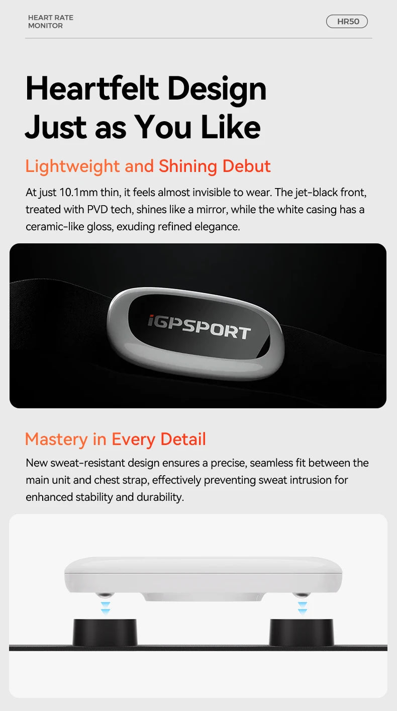 IGPSPORT HR50 Heart Rate Sensor Bike Computer Fitness Running Sport Heart Rate Monitor Sensor IPX7 Waterproof