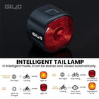 GIYO Bicycle Intelligent Induction Brake Tail Light, Bike Waterproof Warning Safety Light