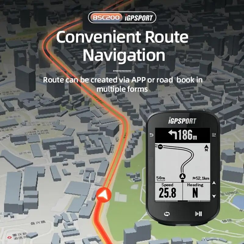IGPSPORT BSC200 GPS Bicycle Computer Cycling Odometer Wireless Speedometer Route Navigation ANT + Bluetooth5.0