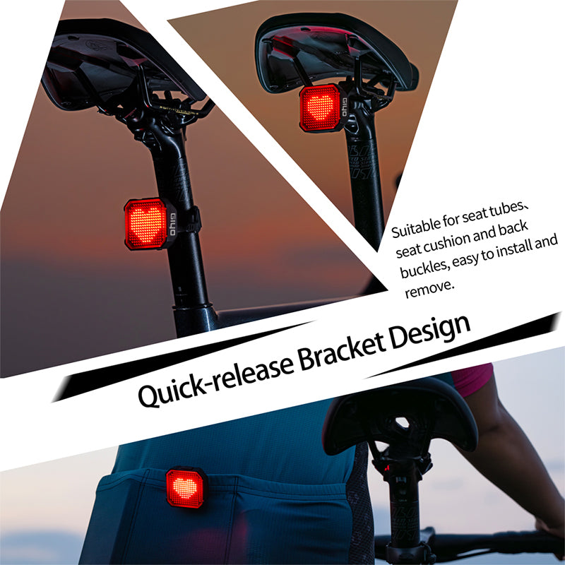 GIYO Bicycle Brake Sennsing Expression Rear Light，  Intelligent Taillight Use APP To Built Pattern