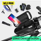 WILD MAN Bicycle Bag Rainproof MTB Road Bike 6.2inch Mobile Phone Case Touch Screen Bag