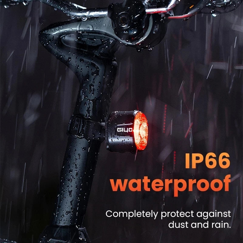 GIYO Bicycle Intelligent Induction Brake Tail Light, Bike Waterproof Warning Safety Light