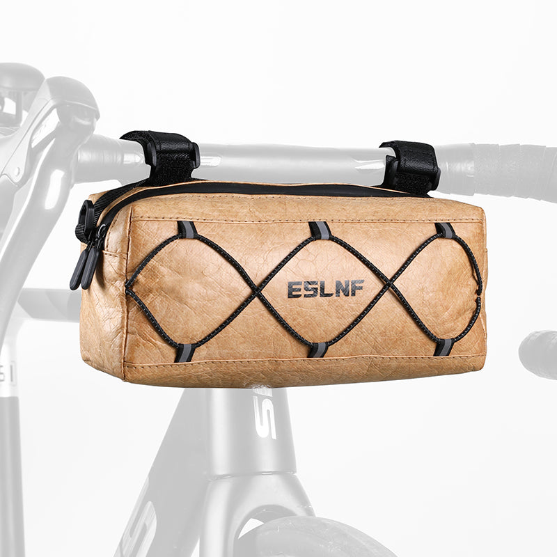 ESLNF Recycle Paper Bike Handlebar Bag Front Frame Bag Insulation Cycling Pouch with Removable Shoulder Strap