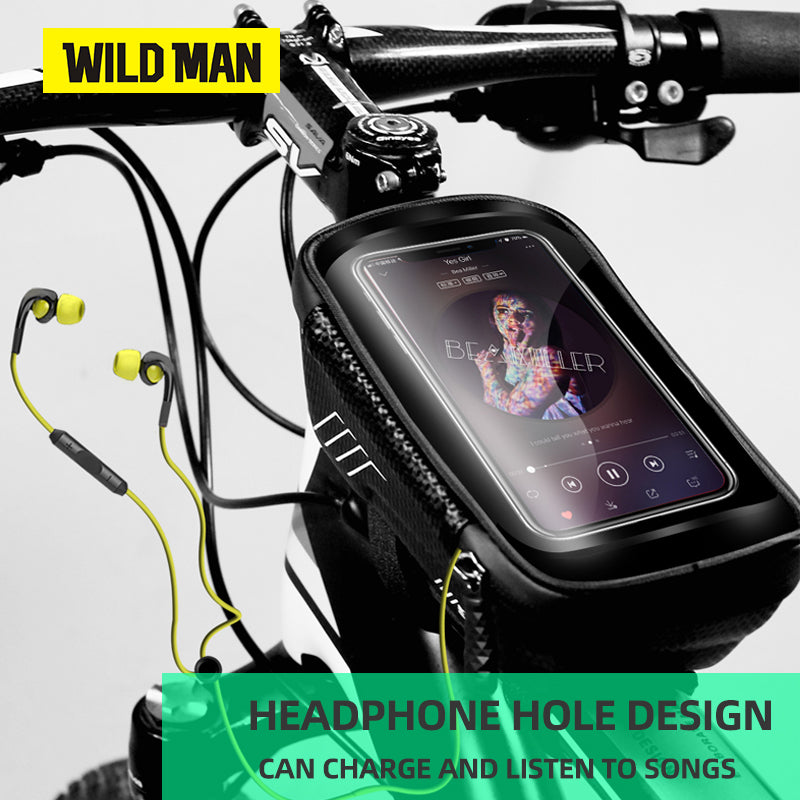 WILD MAN Bicycle Bag Rainproof MTB Road Bike 6.2inch Mobile Phone Case Touch Screen Bag