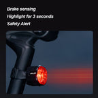 GIYO Bicycle Intelligent Induction Brake Tail Light, Bike Waterproof Warning Safety Light