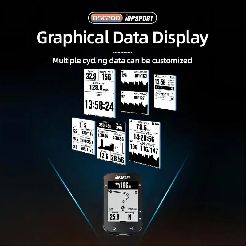 IGPSPORT BSC200 GPS Bicycle Computer Cycling Odometer Wireless Speedometer Route Navigation ANT + Bluetooth5.0
