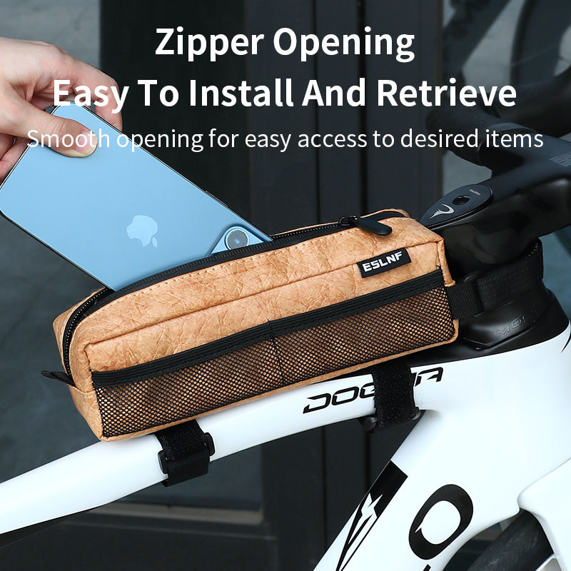 ESLNF Bicycle Front Beam Bag & Top Tube Bag Set - Head Tube Phone Pouch Included