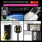 GPS Bike Computer Headlight Speedometer Horn Lamp,3 in 1 Multifunctional Bicycle Front Lamp Cycling Computer