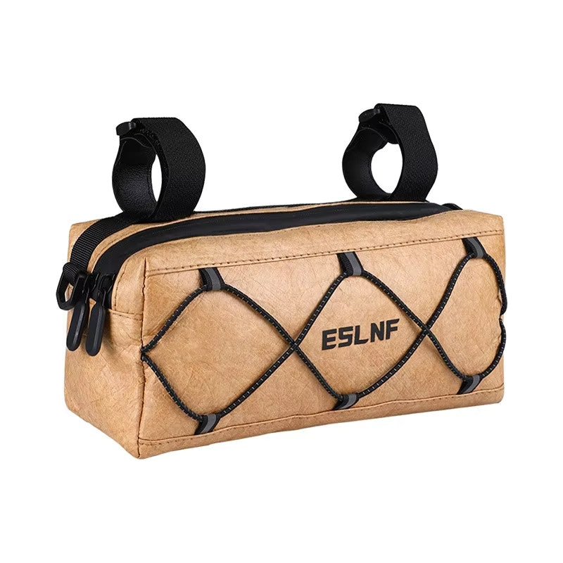 ESLNF Recycle Paper Bike Handlebar Bag Front Frame Bag Insulation Cycling Pouch with Removable Shoulder Strap