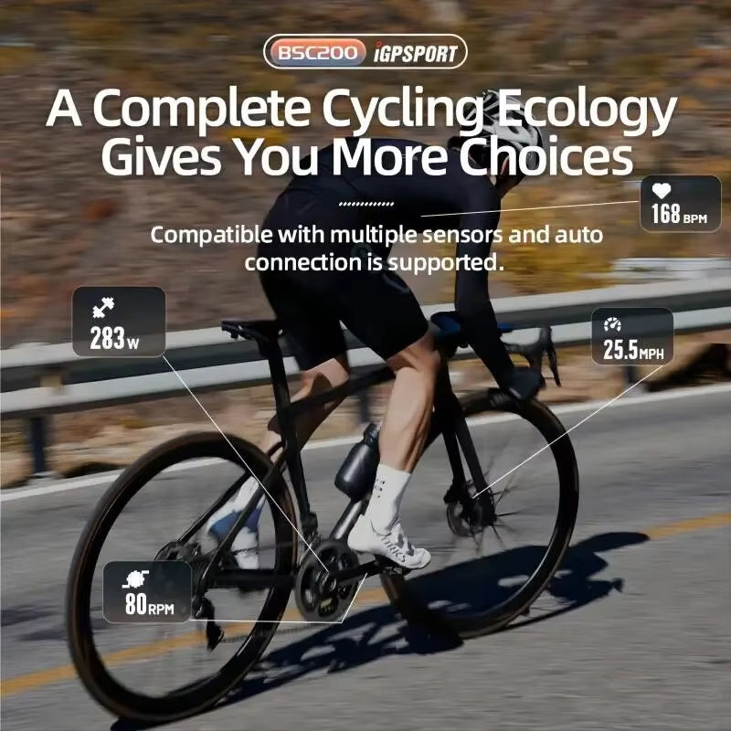 IGPSPORT BSC200 GPS Bicycle Computer Cycling Odometer Wireless Speedometer Route Navigation ANT + Bluetooth5.0
