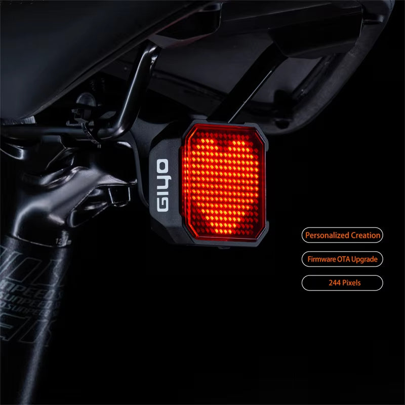 GIYO Bicycle Brake Sennsing Expression Rear Light，  Intelligent Taillight Use APP To Built Pattern
