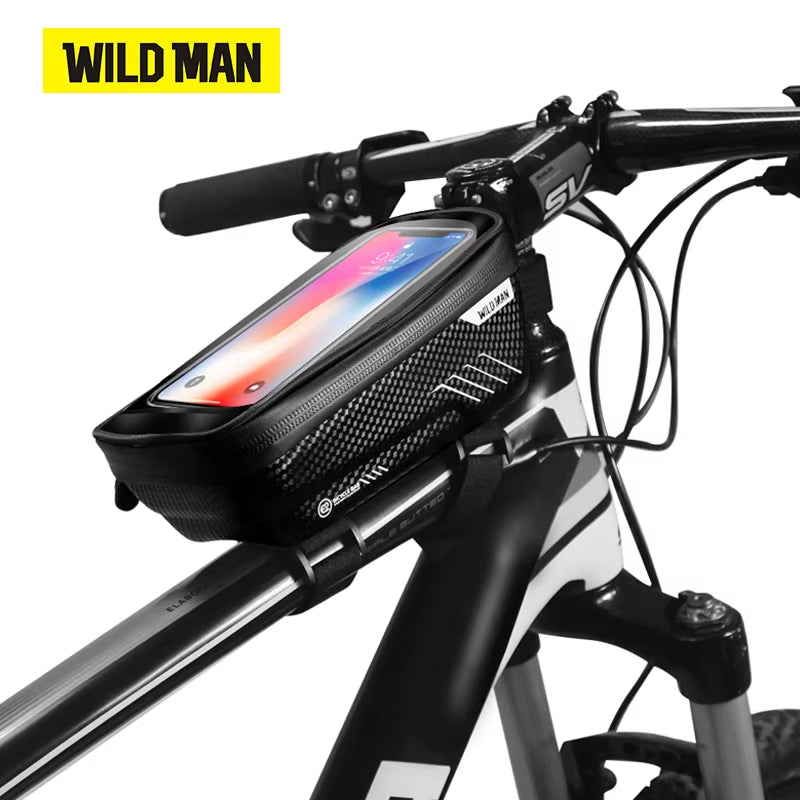 WILD MAN Bicycle Bag Rainproof MTB Road Bike 6.2inch Mobile Phone Case Touch Screen Bag