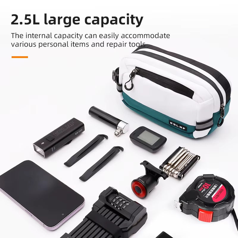 ESLNF Bike Handlebar Bag Bike Bag Portable Pannier Multi-purpose 2.5L Large Capacity Backpack Shoulder Messenger Crossbody Bag