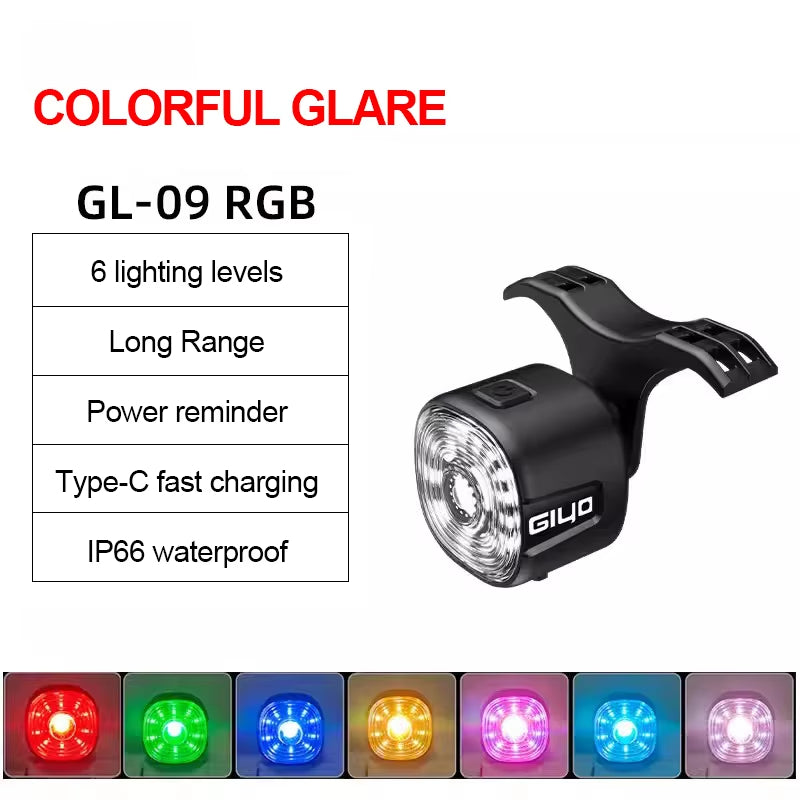 GIYO Bicycle Intelligent Induction Brake Tail Light, Bike Waterproof Warning Safety Light