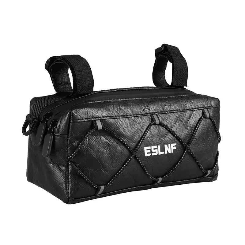 ESLNF Recycle Paper Bike Handlebar Bag Front Frame Bag Insulation Cycling Pouch with Removable Shoulder Strap