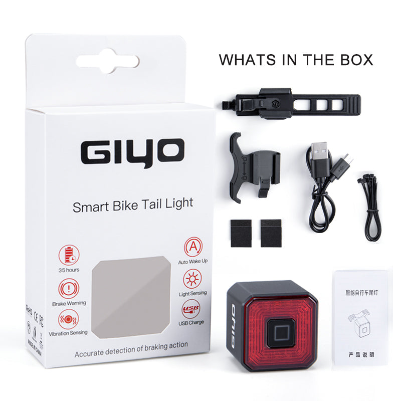 GIYO Smart Bicycle Light Rear Taillight Safety Lantern Auto On/Off Stop Signal Brake Cycling Lamp