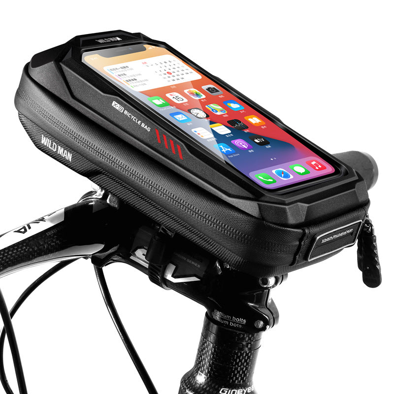 WILD MAN Bicycle Bag, Hard Shell Mountain Bike Handlebar Bag, Road Bike Touch Screen Mobile Phone Bag, Front Beam Bag Cycling Bag