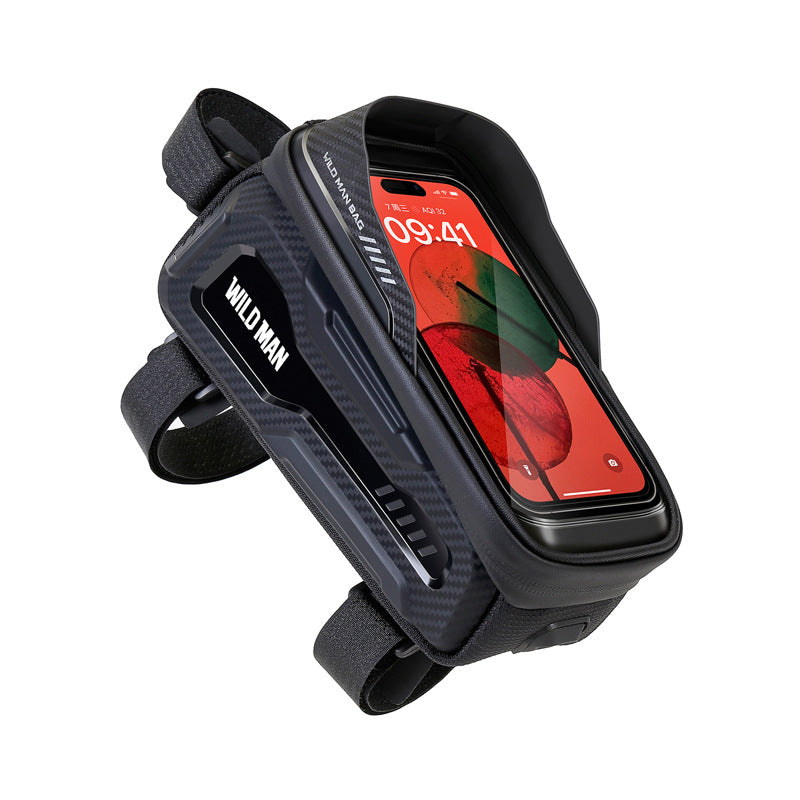 WILD MAN Bicycle Mobile Phone Touch Screen Hard Shell Front Beam Bag, Mountain Bike Front Saddle Bag Riding Equipment Bag