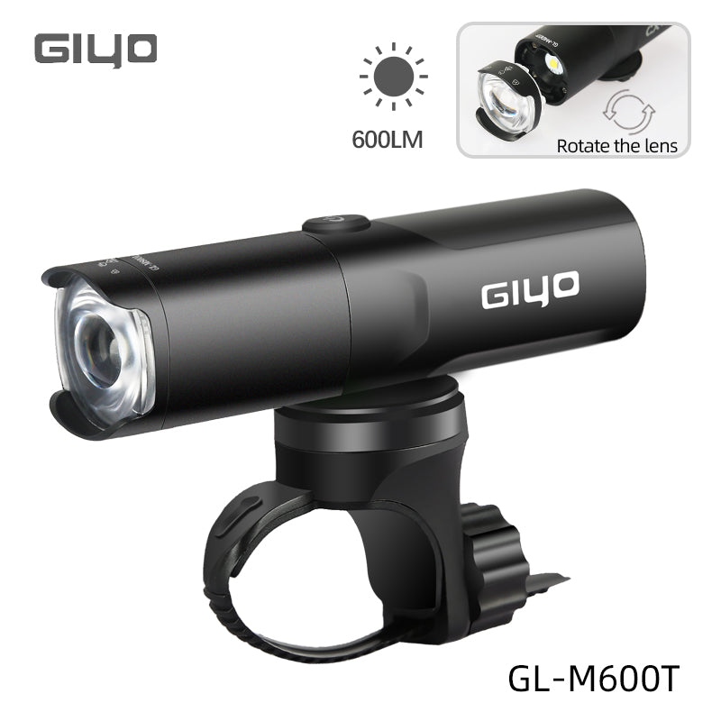 GIYO  Bicycle Front Lighting 400LM -1500LM Rotatable Lens USB Charge IP66 Waterproof Anti-Glare