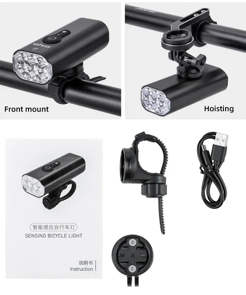 GIYO Bicycle lights 2000LM Bicycle Headlight ,IPX6 Waterproof , Front Light 6 Gear Mode 4800mAh USB Charing